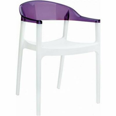 SIESTA CArmen Modern Dining Chair - White Seat Transparent Violet Back, 4PK ISP059-WHI-TVIO